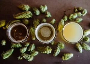 Cerveja Porter escura em copo tipo pint com espuma cremosa marrom clara - estilo dark ale britanico