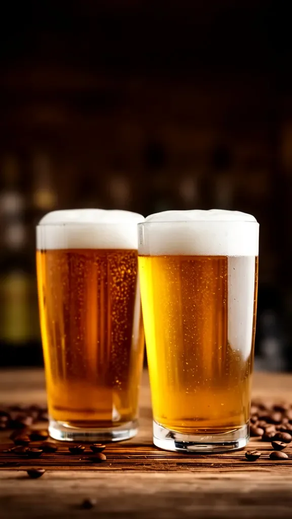 Copos de cerveja duplo malte gelada com espuma — estilo encorpado e maltado brasileiro